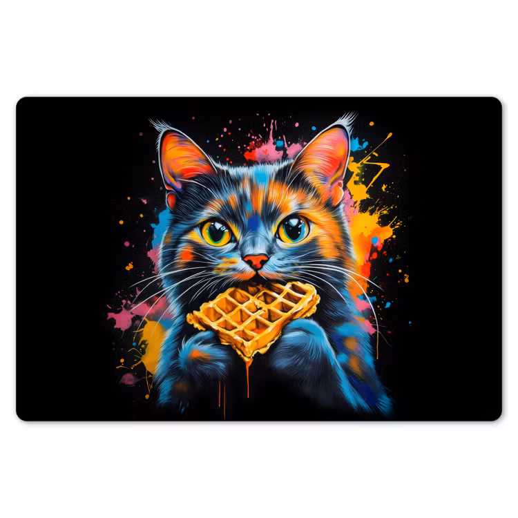 Placemat - 6 stuks - Kat - Graffiti - Kleurrijk - Wafel - Eten — 7