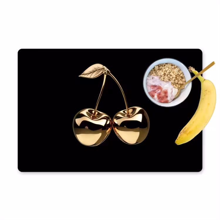 Placemat - 6 stuks - Kersen - Zwart - Goud - Chrome — 1