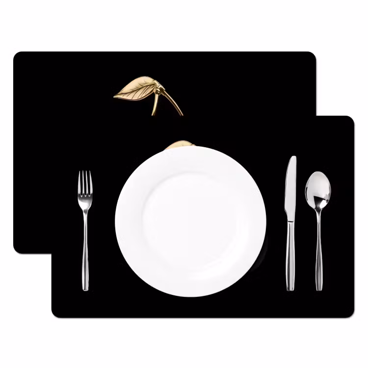 Placemat - 6 stuks - Kersen - Zwart - Goud - Chrome — 2