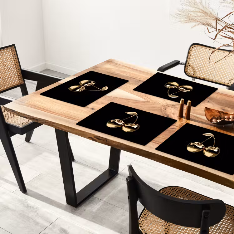 Placemat - 6 stuks - Kersen - Zwart - Goud - Chrome — 5