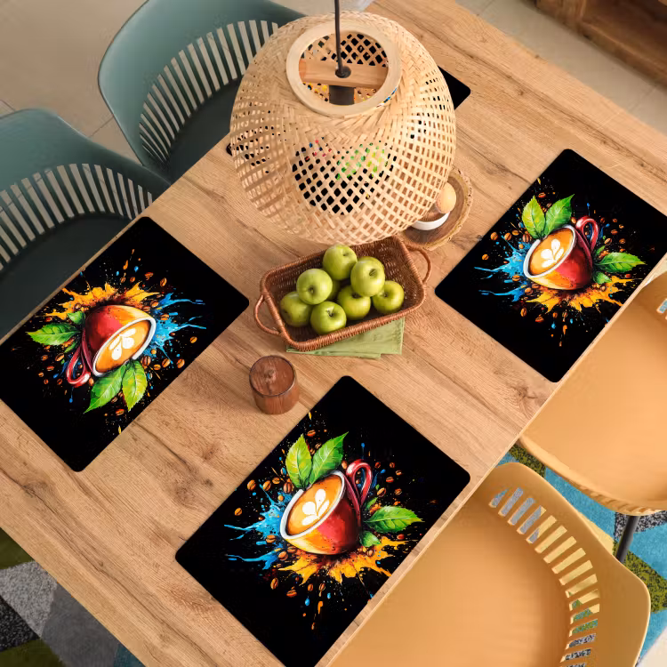 Placemat - 6 stuks - Koffie - Graffiti - Drinken - Abstract — 6