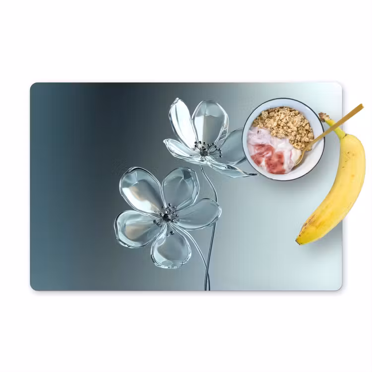 Placemat - 6 stuks - Kristal - Bloemen - Grijs — 1