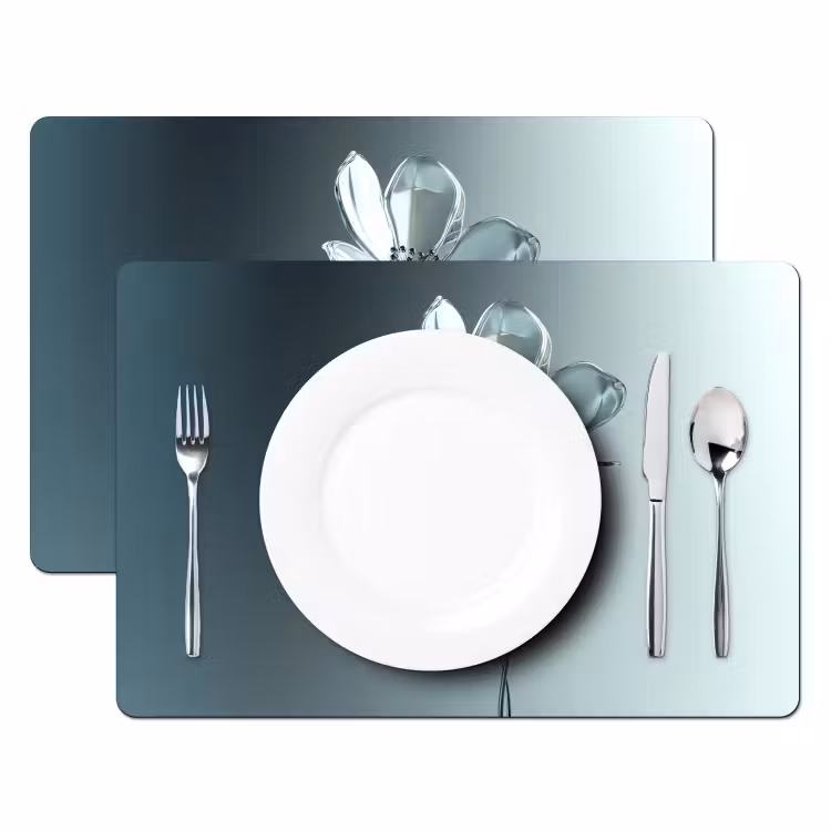 Placemat - 6 stuks - Kristal - Bloemen - Grijs — 2