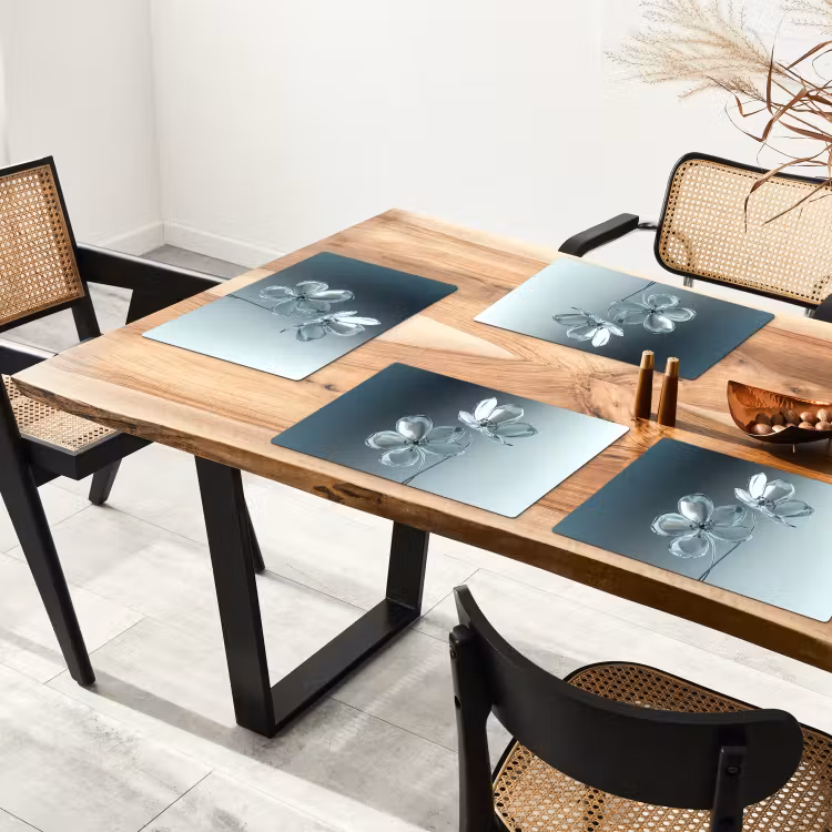 Placemat - 6 stuks - Kristal - Bloemen - Grijs — 5