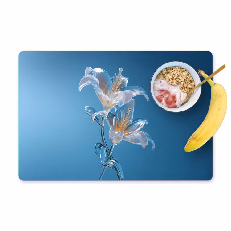 Placemat - 6 stuks - Lelies - Blauw - Glazen — 1