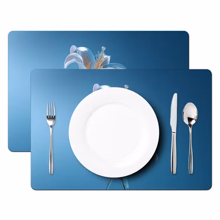 Placemat - 6 stuks - Lelies - Blauw - Glazen — 2