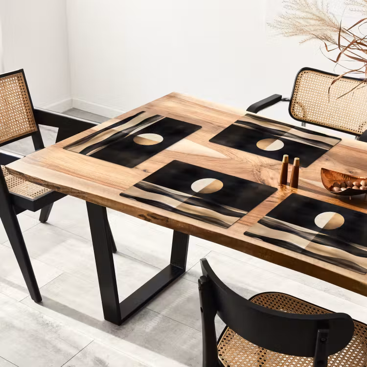 Placemat - 6 stuks - Maan - Cirkel - Goud — 5