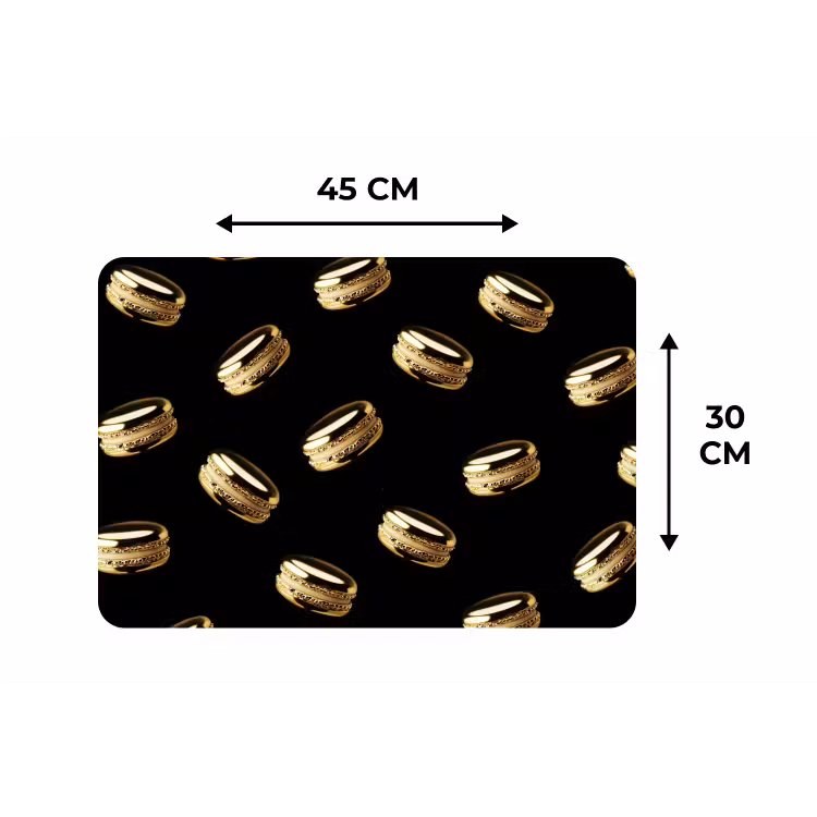 Placemat - 6 stuks - Macarons - Patroon - Goud - Zwart — 3