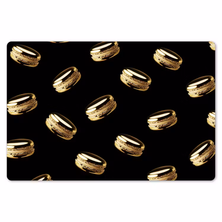 Placemat - 6 stuks - Macarons - Patroon - Goud - Zwart — 7