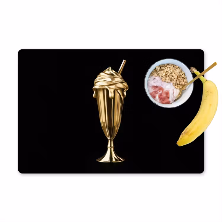 Placemat - 6 stuks - Milkshake - Goud - Drinken - Zwart — 1