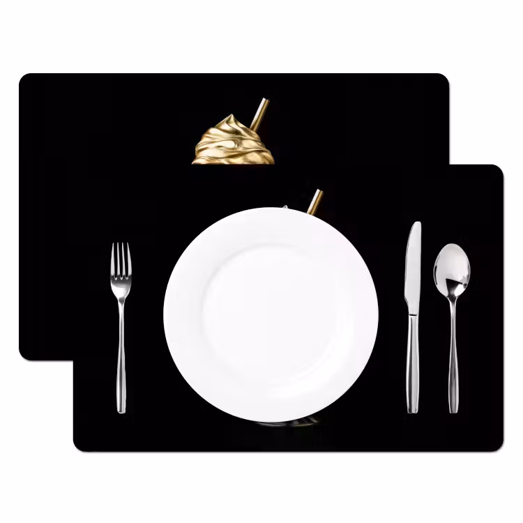 Placemat - 6 stuks - Milkshake - Goud - Drinken - Zwart — 2