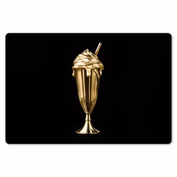 Placemat - 6 stuks - Milkshake - Goud - Drinken - Zwart — 7