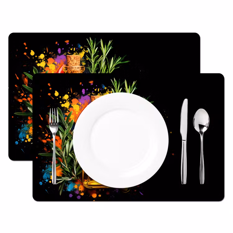 Placemat - 6 stuks - Olijfolie - Graffiti - Peper - Olijven - Modern — 2