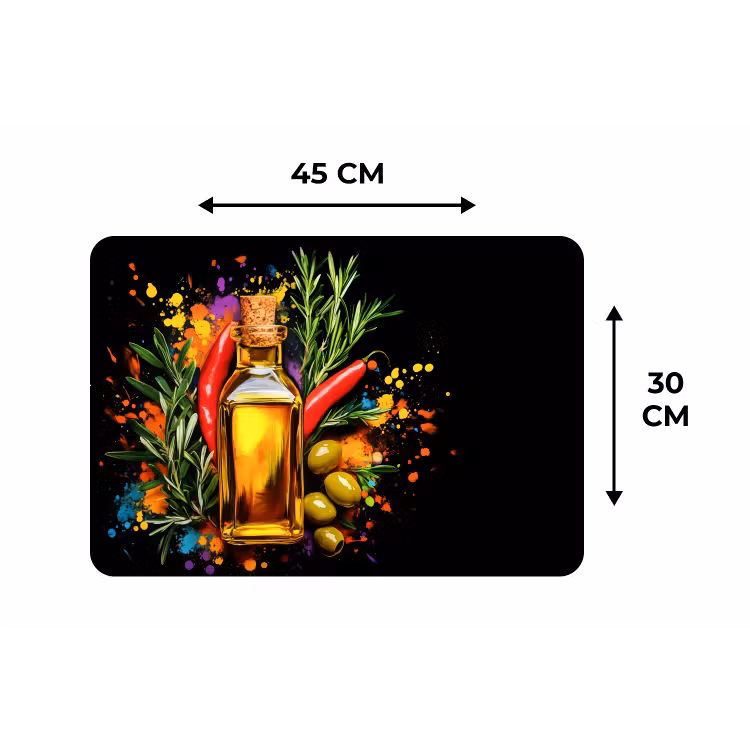 Placemat - 6 stuks - Olijfolie - Graffiti - Peper - Olijven - Modern — 3