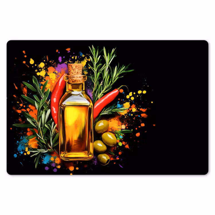 Placemat - 6 stuks - Olijfolie - Graffiti - Peper - Olijven - Modern — 7