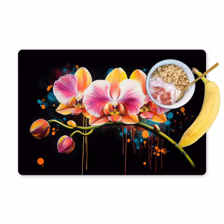Placemat - 6 stuks - Orchidee - Graffiti - Kleurrijk - Bloemen - Abstract — 1