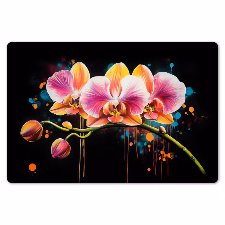 Placemat - 6 stuks - Orchidee - Graffiti - Kleurrijk - Bloemen - Abstract — 7