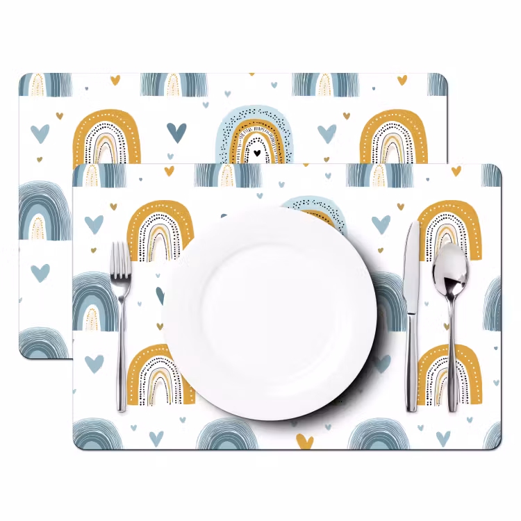 Placemat - 6 stuks - Patroon - Regenboog - Hartjes — 2