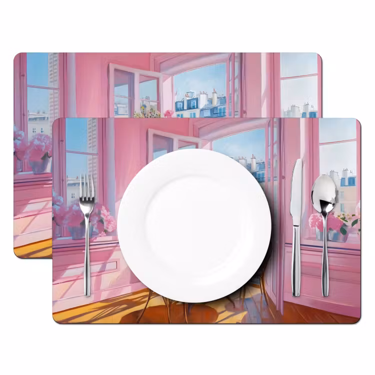 Placemat - 6 stuks - Pink - City - Bloemen — 2