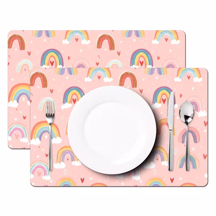 Placemat - 6 stuks - Regenboog - Patroon - Pastel — 2