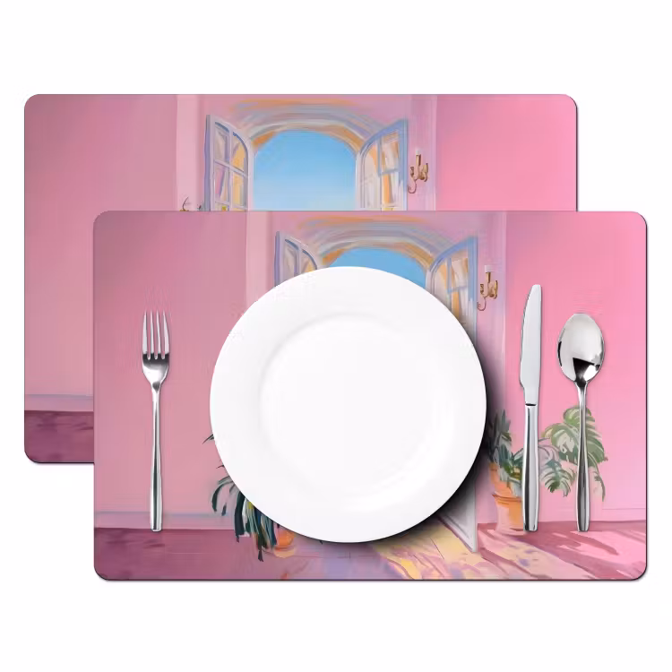 Placemat - 6 stuks - Roze - Buiten - Verf — 2