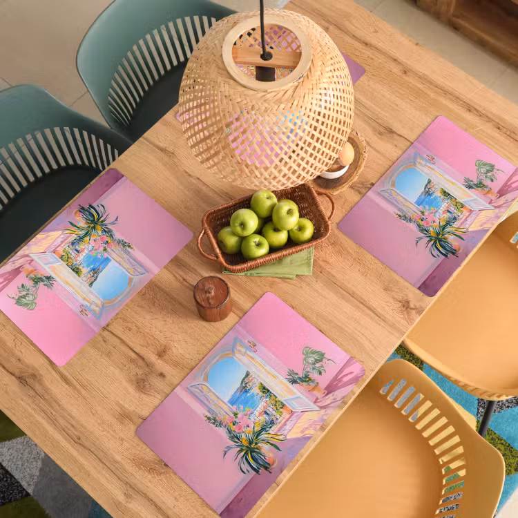 Placemat - 6 stuks - Roze - Buiten - Verf — 6
