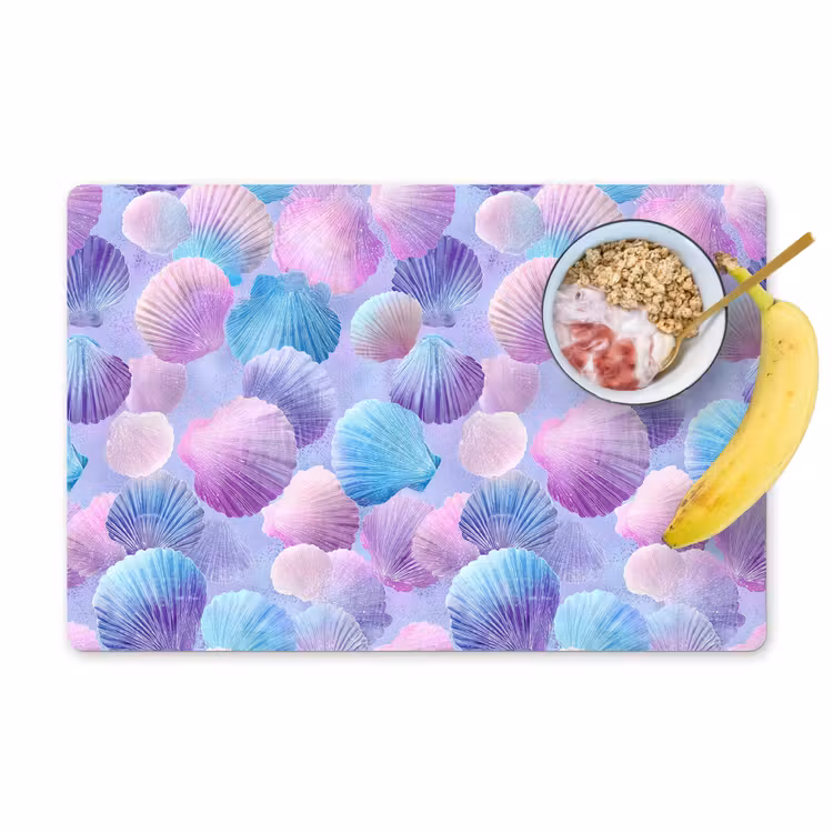 Placemat - 6 stuks - Schelpen - Paars - Blauw - Patroon — 1