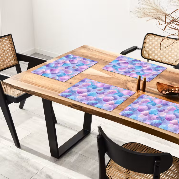 Placemat - 6 stuks - Schelpen - Paars - Blauw - Patroon — 5
