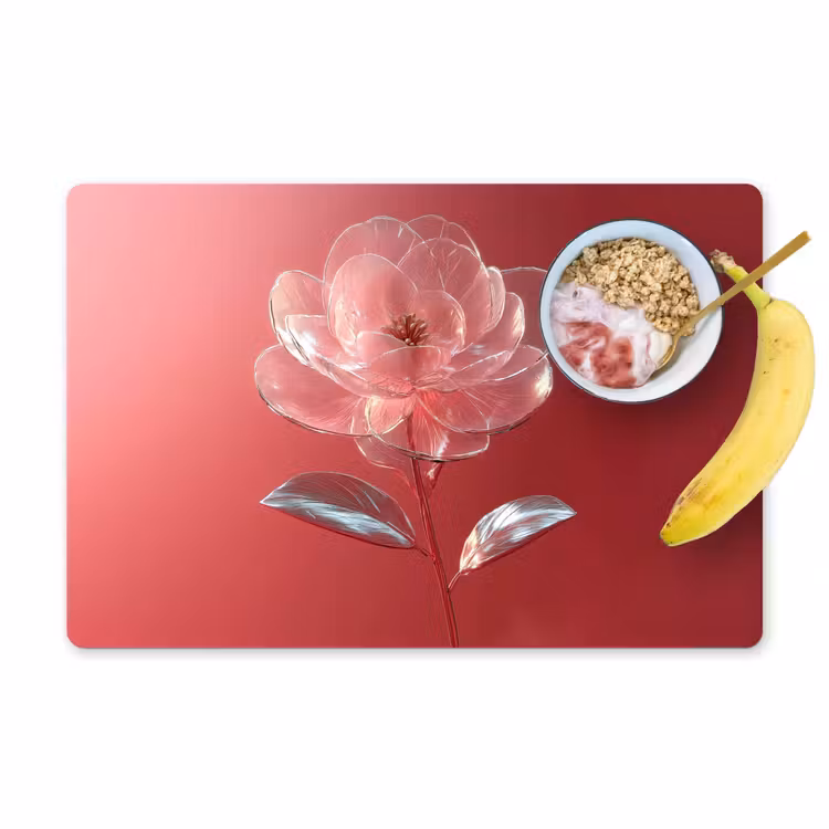 Placemat - 6 stuks - Sierlijk - Bloem - Roze - Glazen — 1