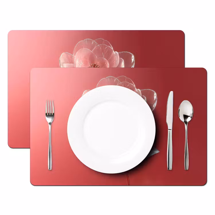 Placemat - 6 stuks - Sierlijk - Bloem - Roze - Glazen — 2