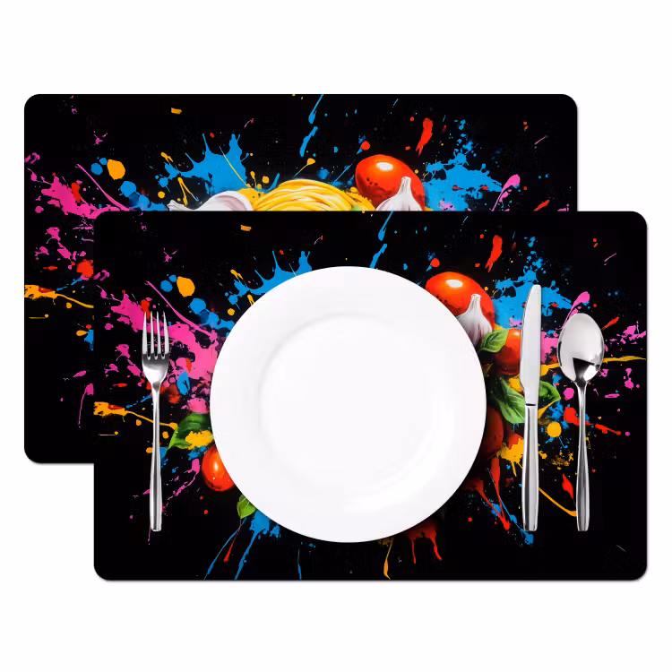 Placemat - 6 stuks - Spaghetti - Graffiti - Verf - Kleurrijk - Eten - Modern — 2