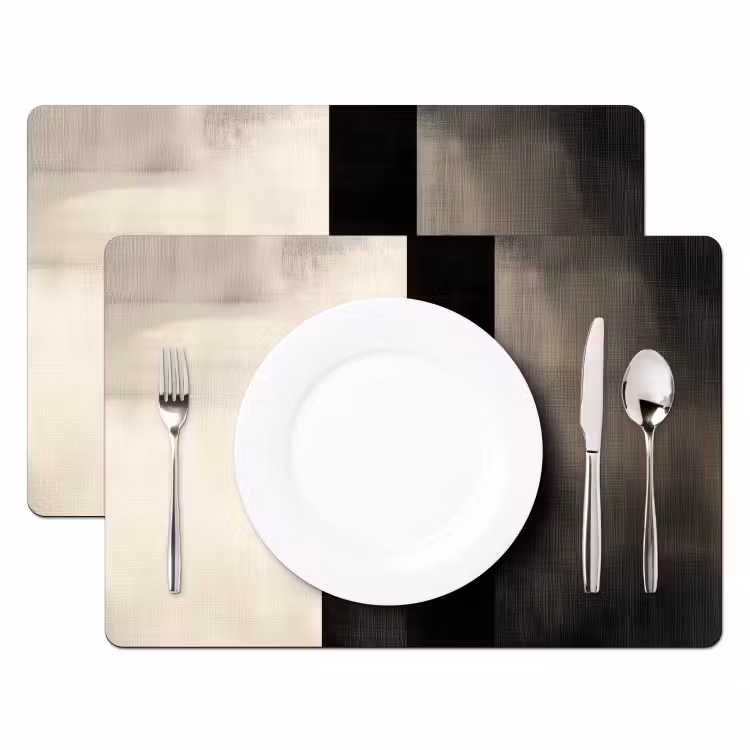 Placemat - 6 stuks - Vormen - Modern - Zwart — 2