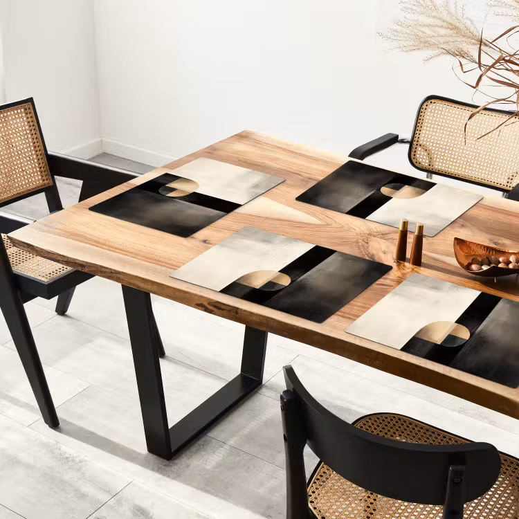 Placemat - 6 stuks - Vormen - Modern - Zwart — 5