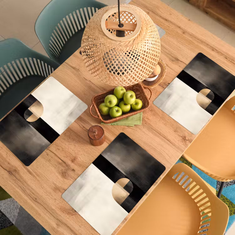 Placemat - 6 stuks - Vormen - Modern - Zwart — 6