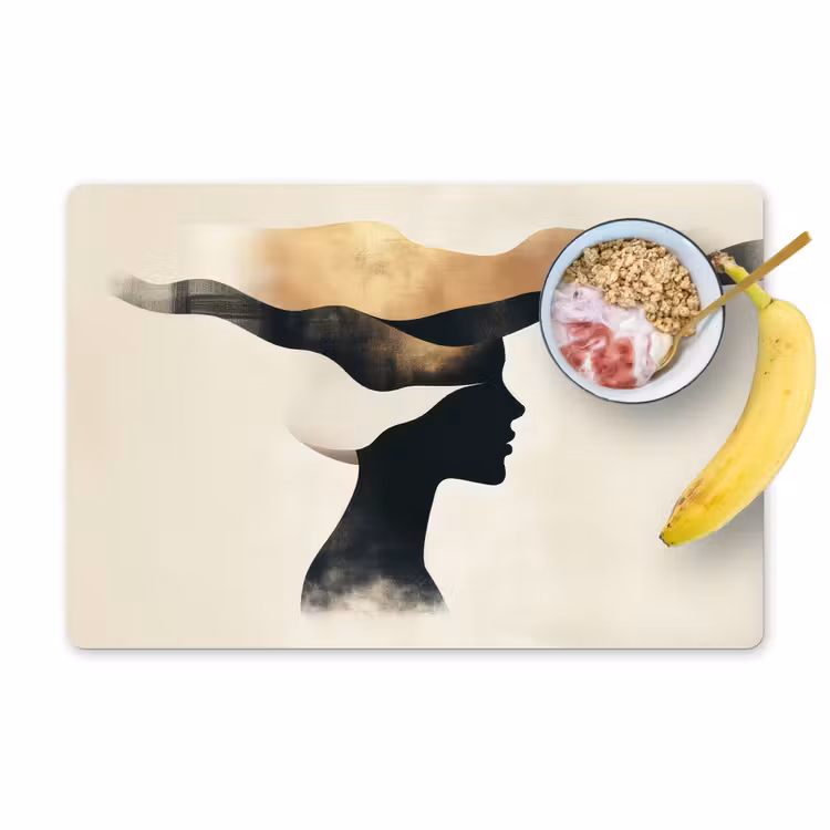 Placemat - 6 stuks - Vrouw - Golven - Zwart — 1