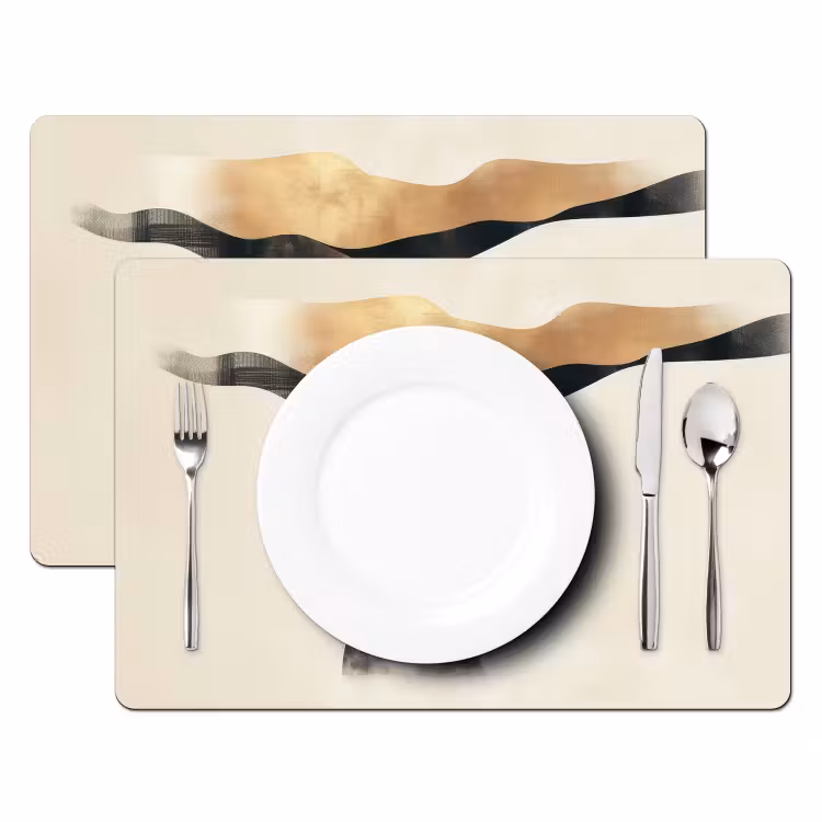 Placemat - 6 stuks - Vrouw - Golven - Zwart — 2