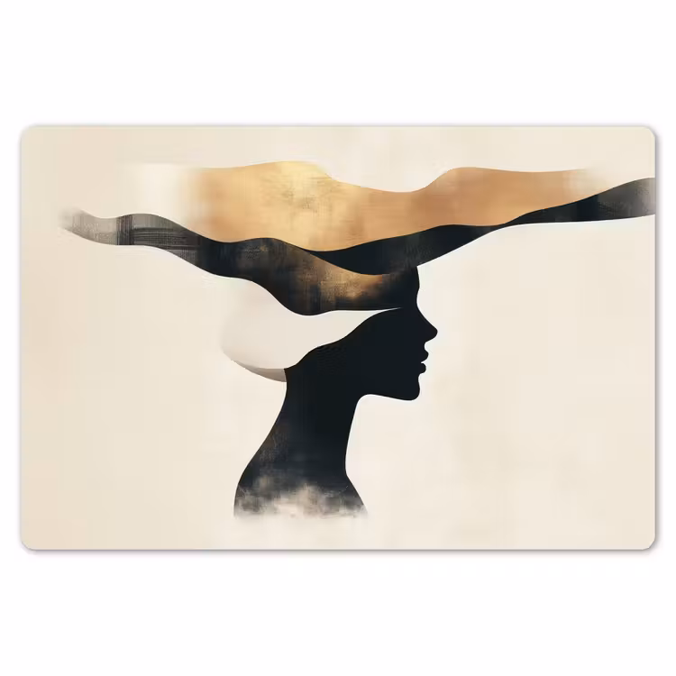 Placemat - 6 stuks - Vrouw - Golven - Zwart — 7