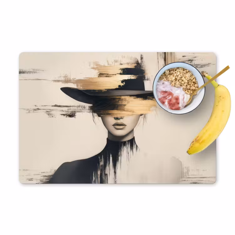 Placemat - 6 stuks - Vrouw - Hoed - Verf — 1