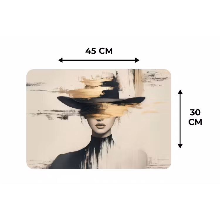 Placemat - 6 stuks - Vrouw - Hoed - Verf — 3