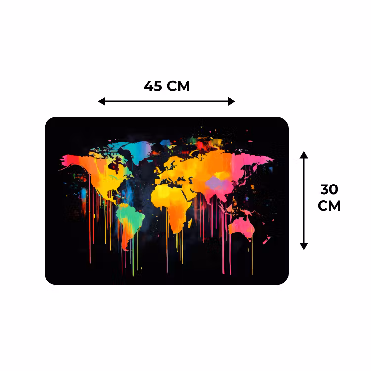 Placemat - 6 stuks - Wereldkaart - Verf - Kleurrijk - Graffiti - Wereld — 3