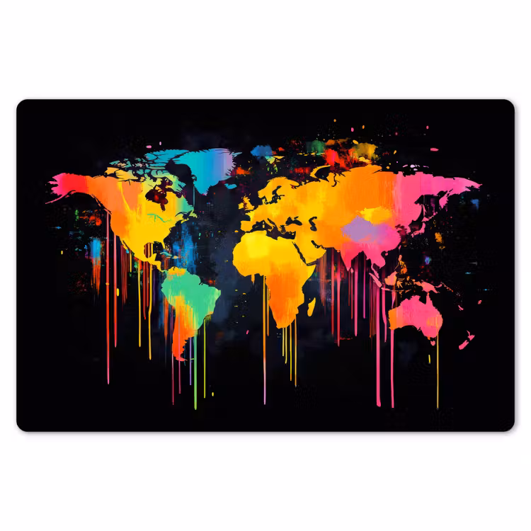 Placemat - 6 stuks - Wereldkaart - Verf - Kleurrijk - Graffiti - Wereld — 7