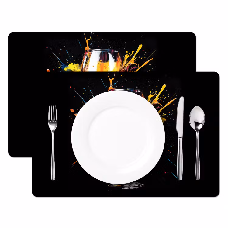 Placemat - 6 stuks - Wijn - Glas - Graffiti - Borrel - Rood - Verf — 2