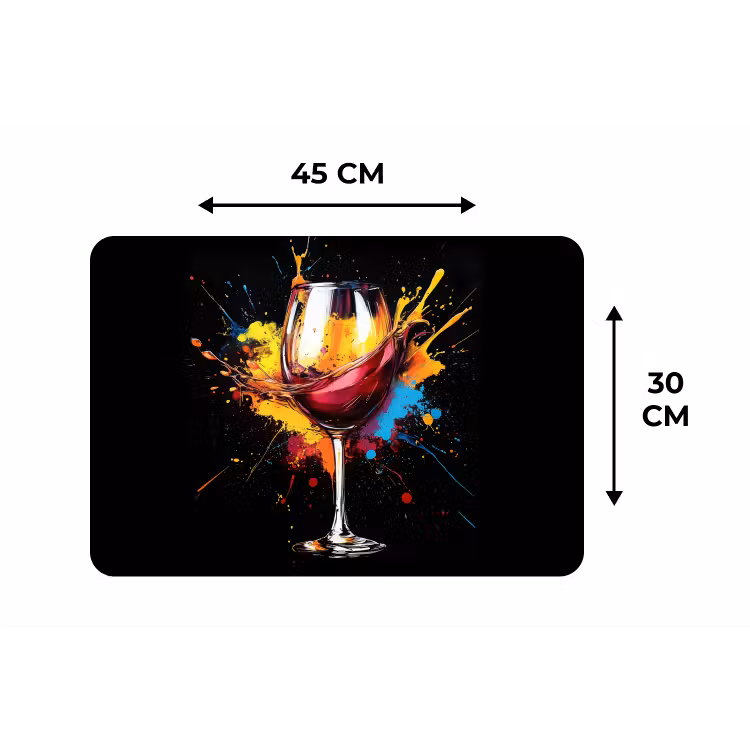 Placemat - 6 stuks - Wijn - Glas - Graffiti - Borrel - Rood - Verf — 3