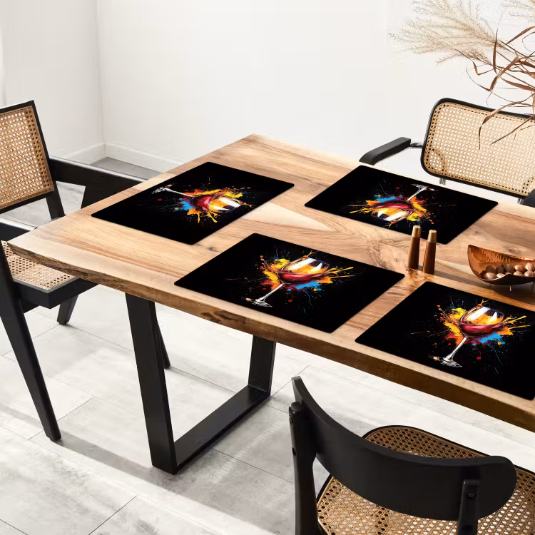 Placemat - 6 stuks - Wijn - Glas - Graffiti - Borrel - Rood - Verf — 5