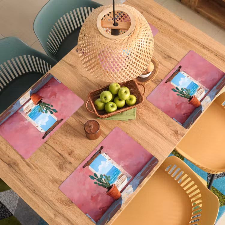 Placemat - 6 stuks - Zee - Roze - Cactus — 6