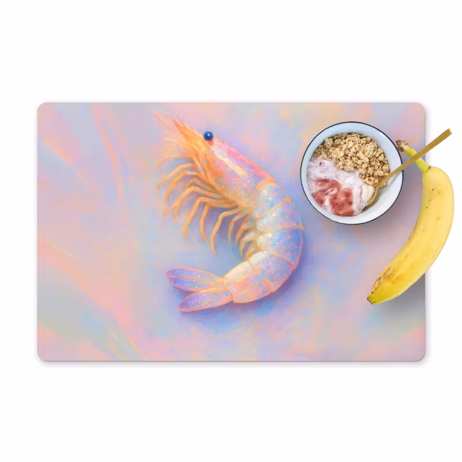 Placemat - 6 stuks - Garnaal - Subtiele structuur - Blauw - Roze — 1