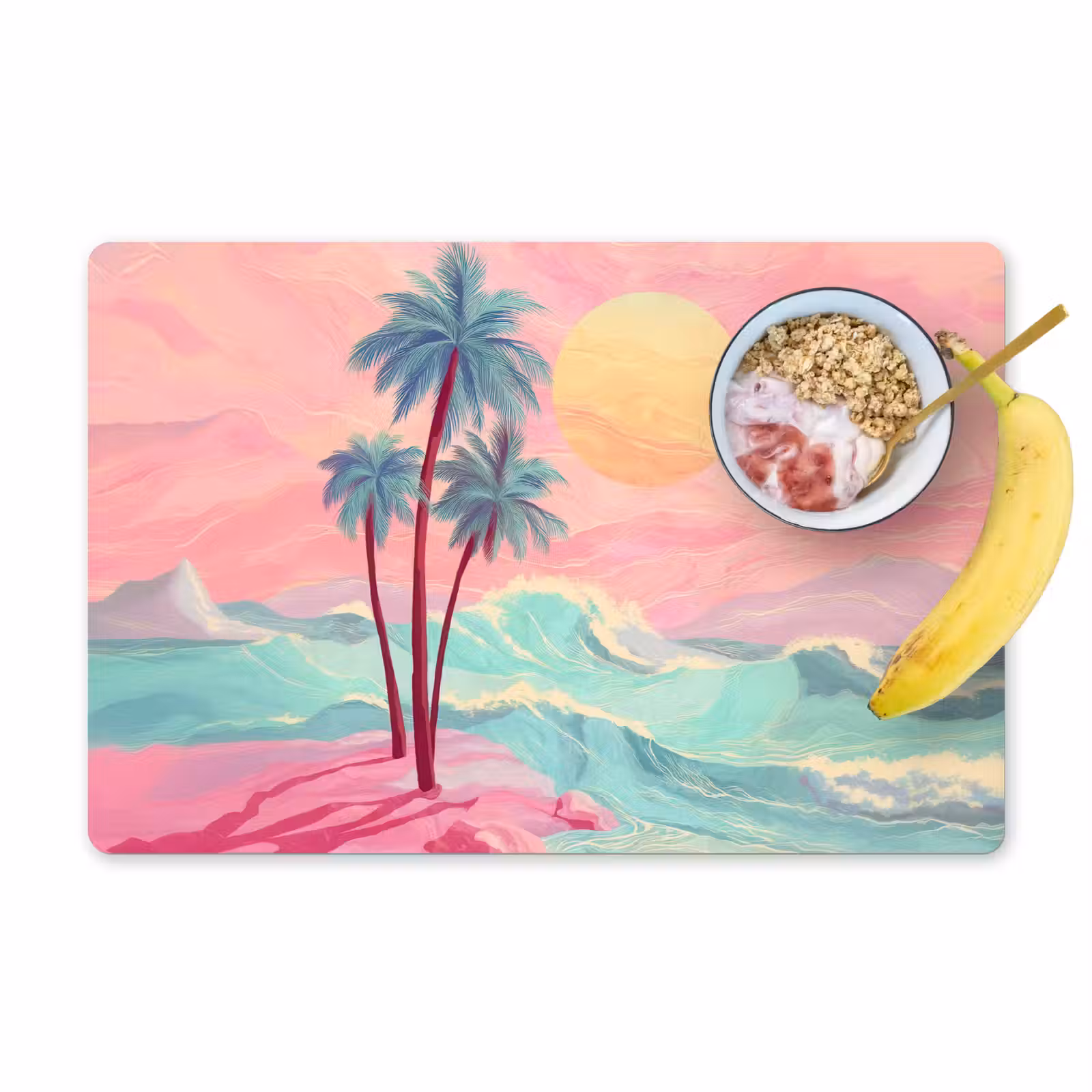 Placemat - 6 stuks - Palmbomen - Golven - Zee — 1