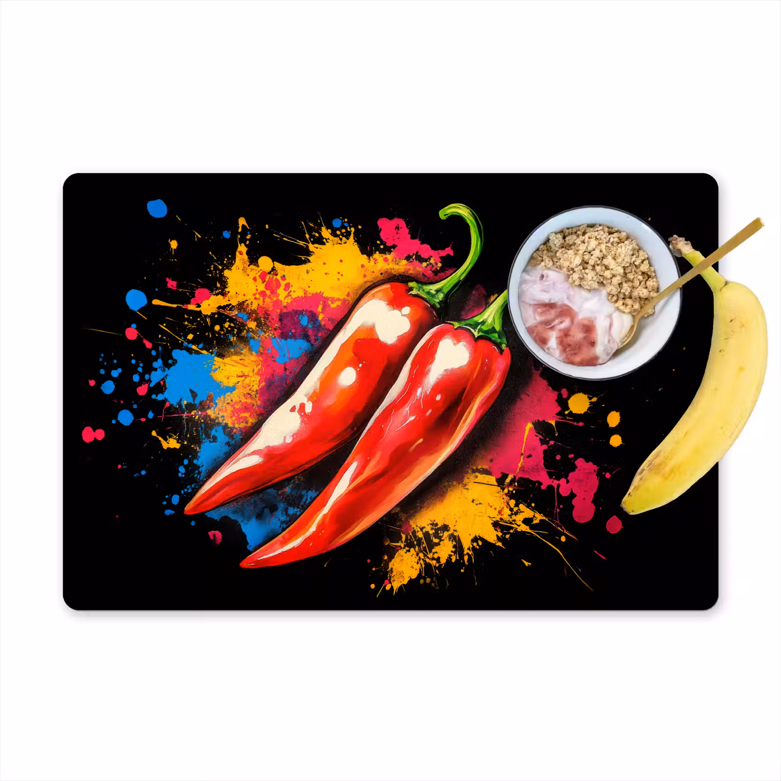 Placemat - 6 stuks - Peper - Graffiti - Verf - Abstract - Modern - Kleurrijk — 1