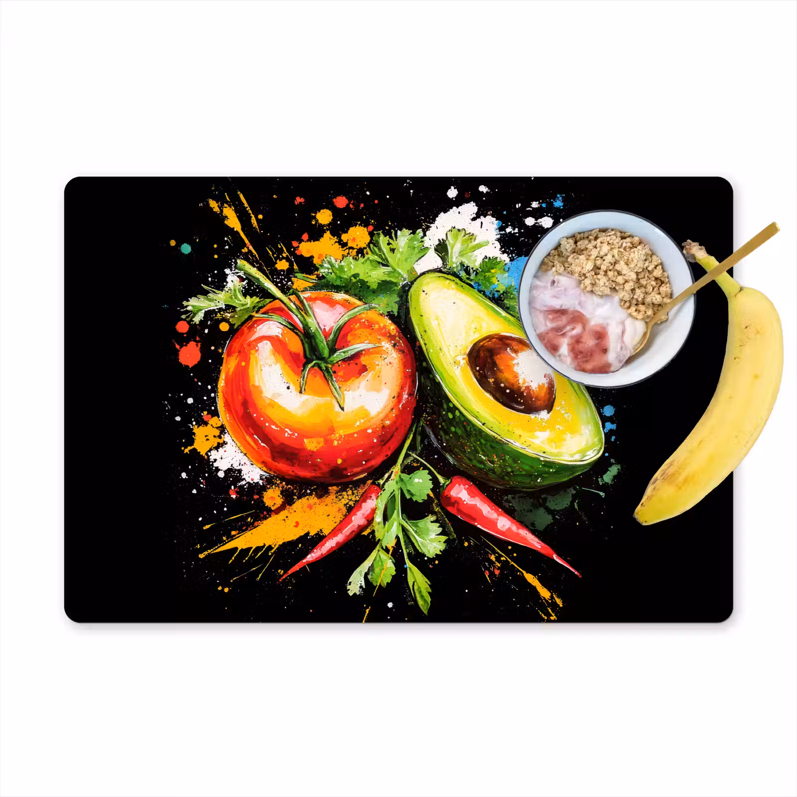 Placemat - 6 stuks - Tomaat - Avocado - Peper - Graffiti - Verf - Modern — 1