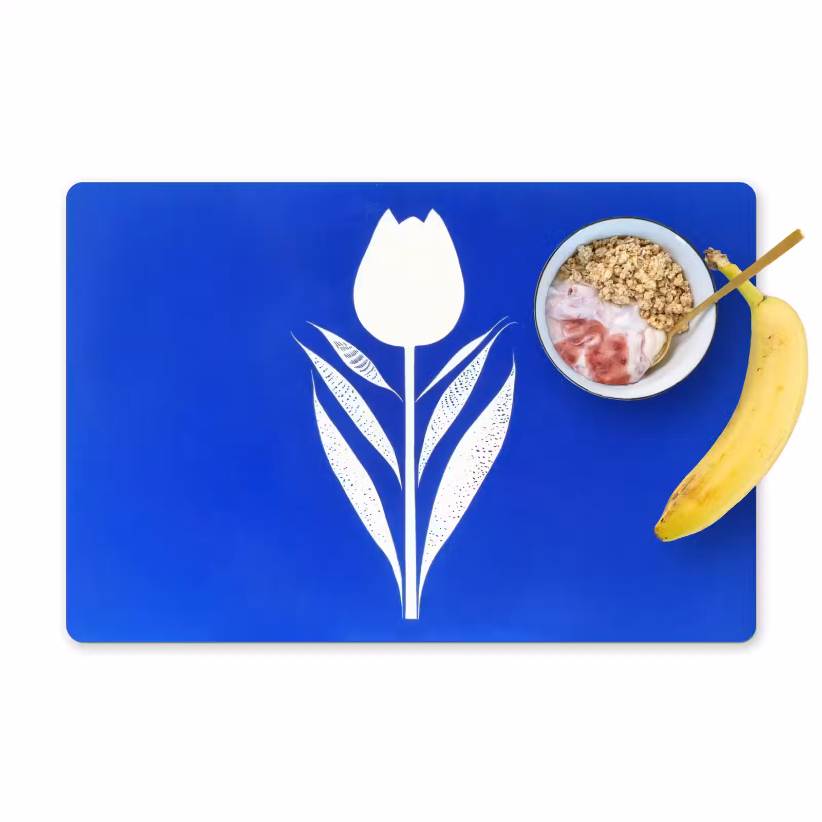 Placemat - 6 stuks - Tulp - Minimalistisch - Bladeren - Wit — 1